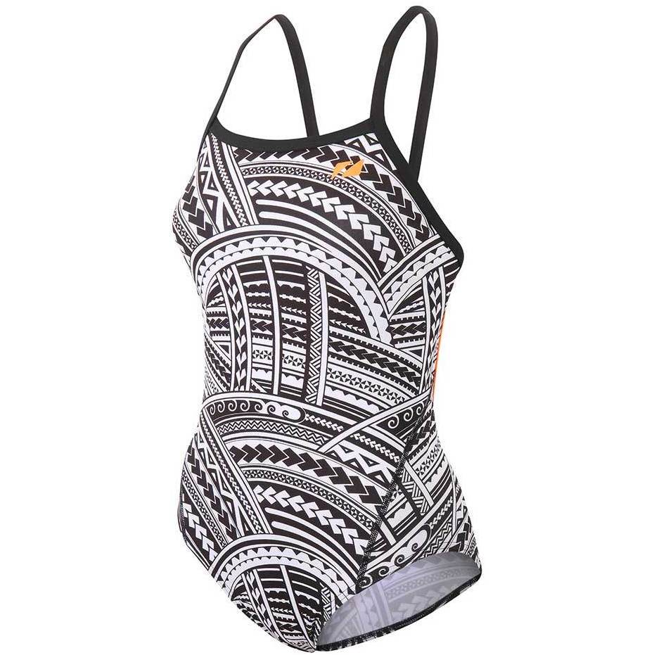2025 Zone3 Womens Kona Speed Strap Back Swim Costume SW21WCSBKS101 - Black / White